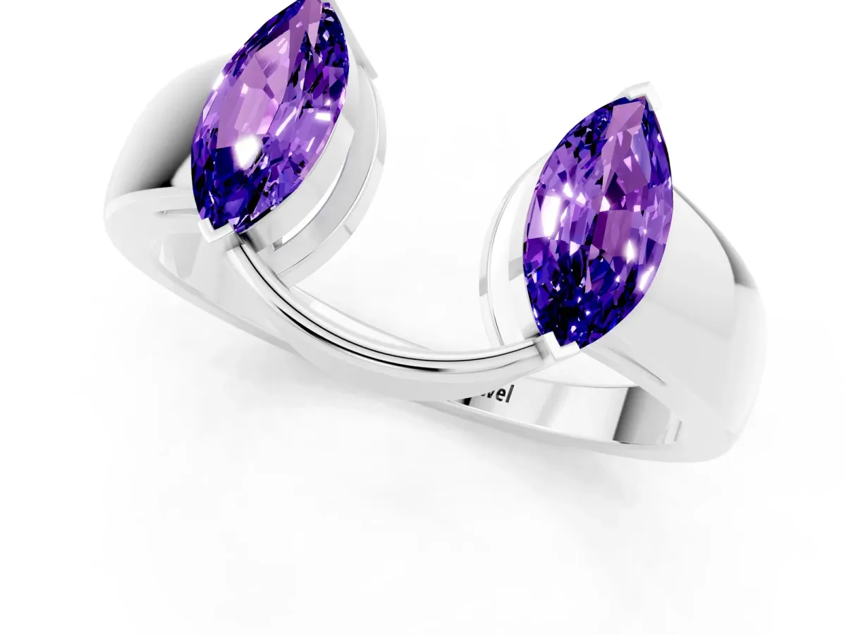 Marquise Tanzanite Open Band Ring with Tension Setting Platinum