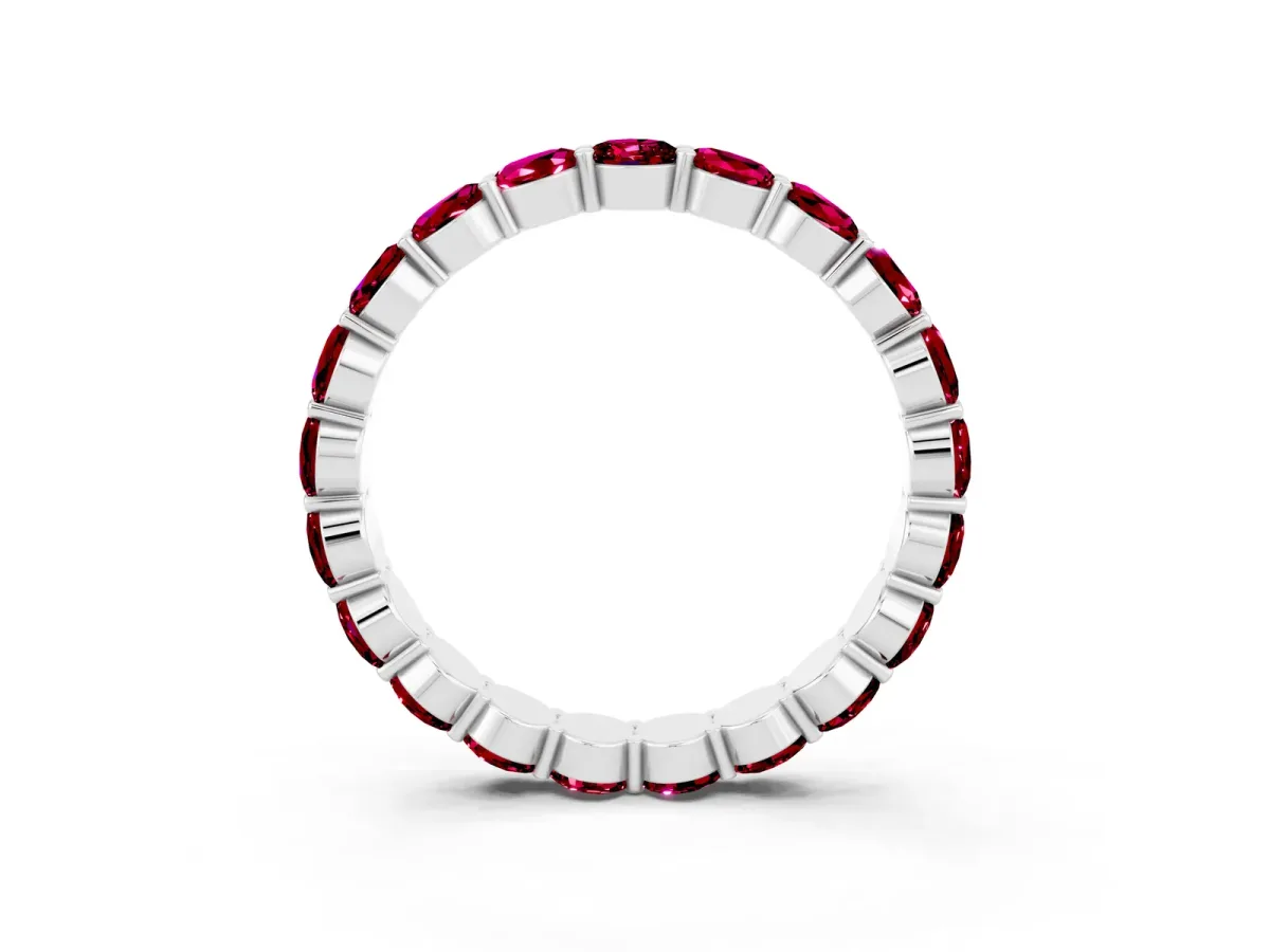 Round Garnet Eternity Band with U-Prong Setting Silver