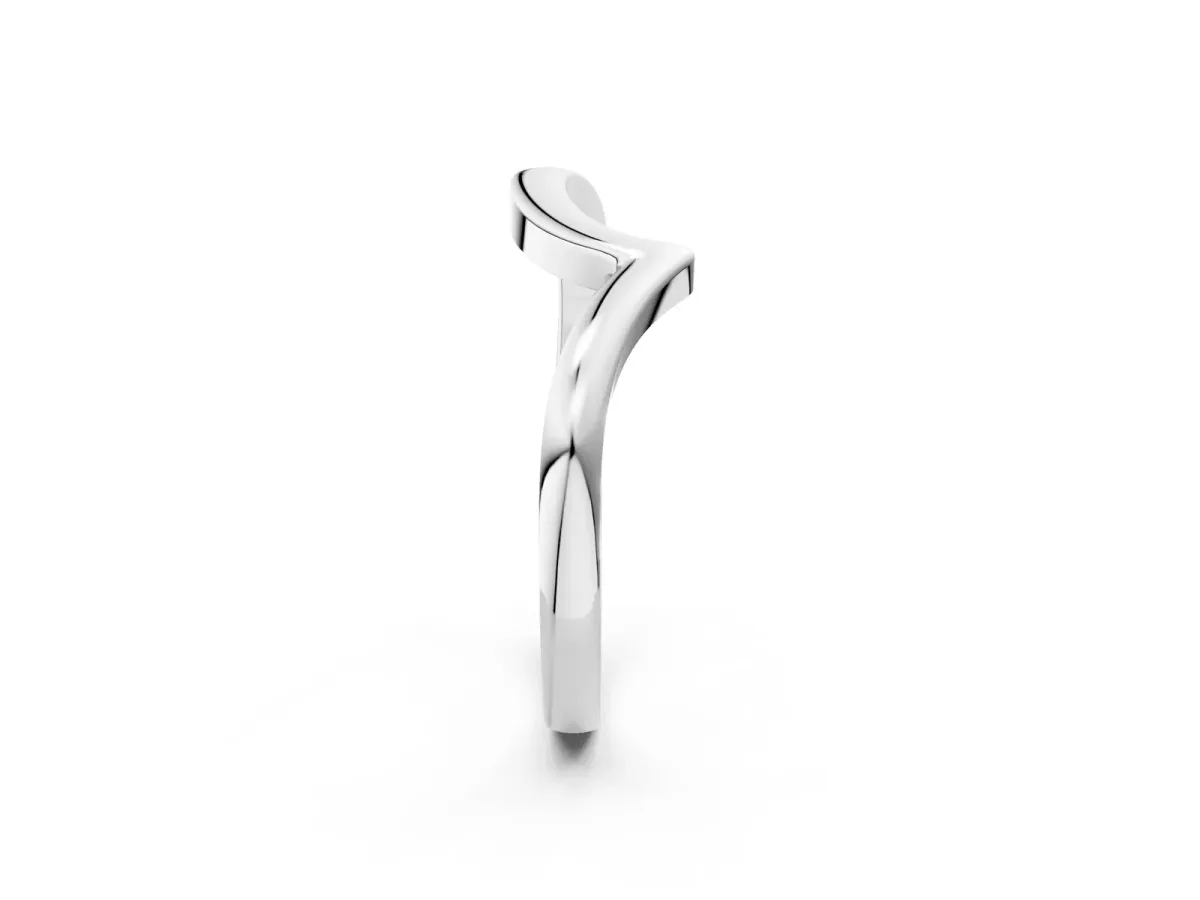 Chevron V-Shaped Contour Band Silver