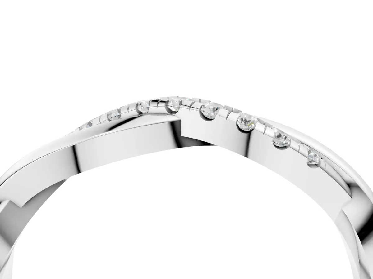 Twisted Pavé Round Diamond Infinity Band White gold