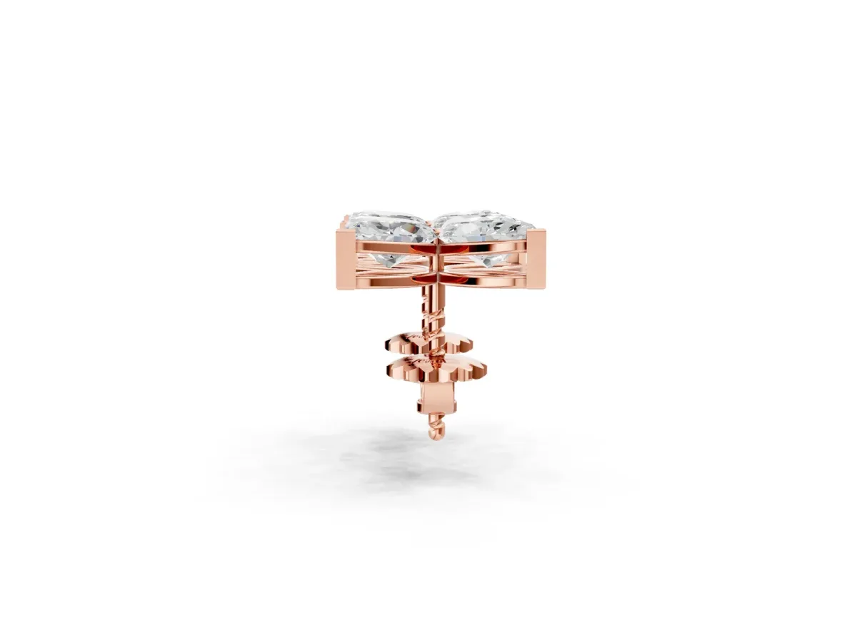 Marquise Cut Diamond Flower Stud Earrings Rose gold