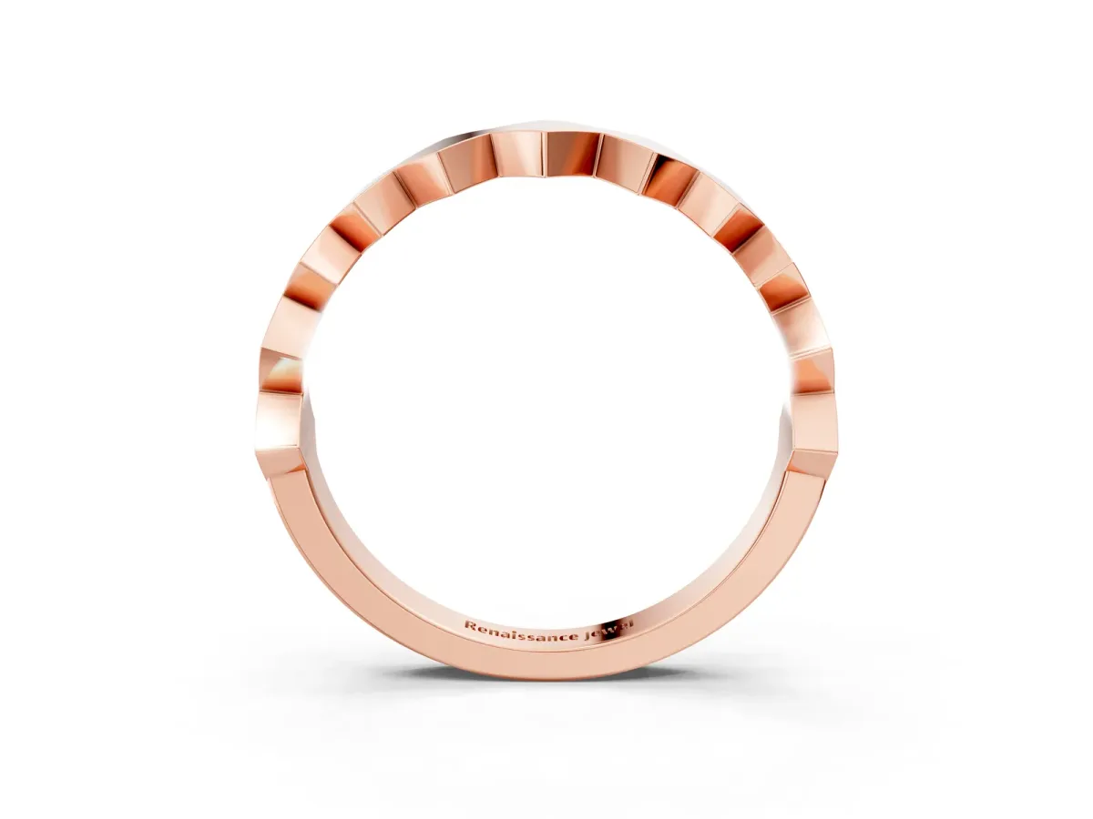 Zigzag Chevron Band with No Stone Rose gold