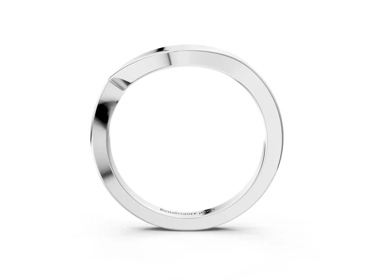 Chevron Curved Solitaire Band White gold