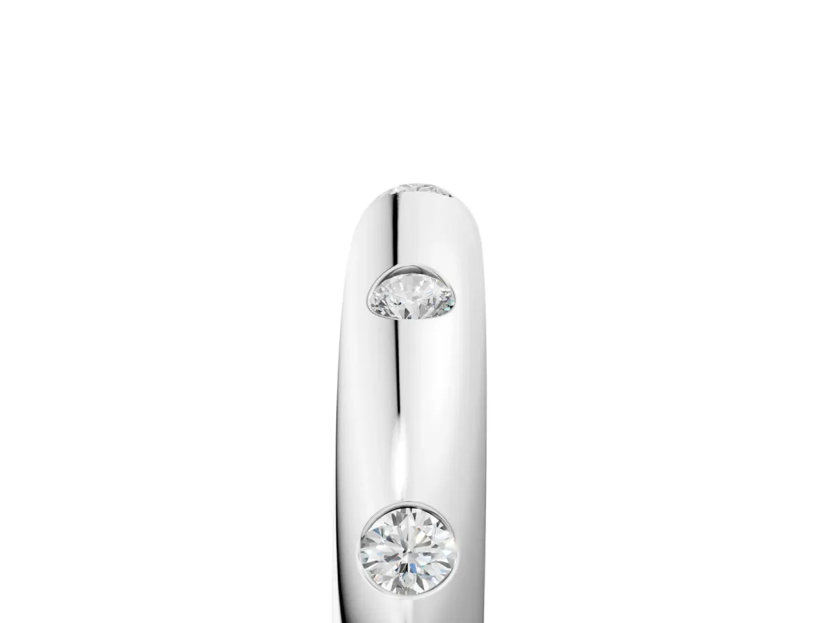 Bezel Set Round Diamond Comfort Fit Band Silver