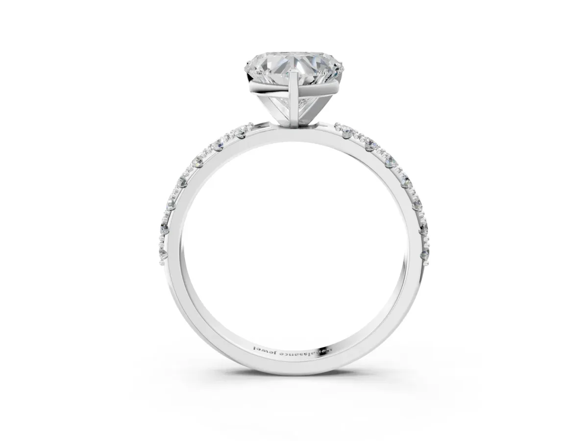 Heart Cut Diamond Solitaire Pavé Band with Four-Prong Setting Platinum