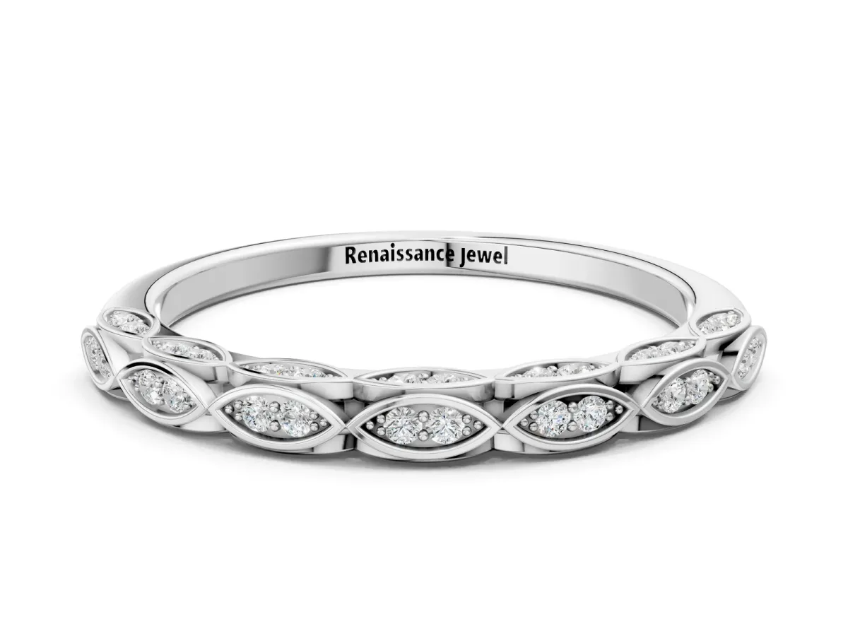 Marquise Diamond Eternity Band with Pavé and Bezel Setting Silver