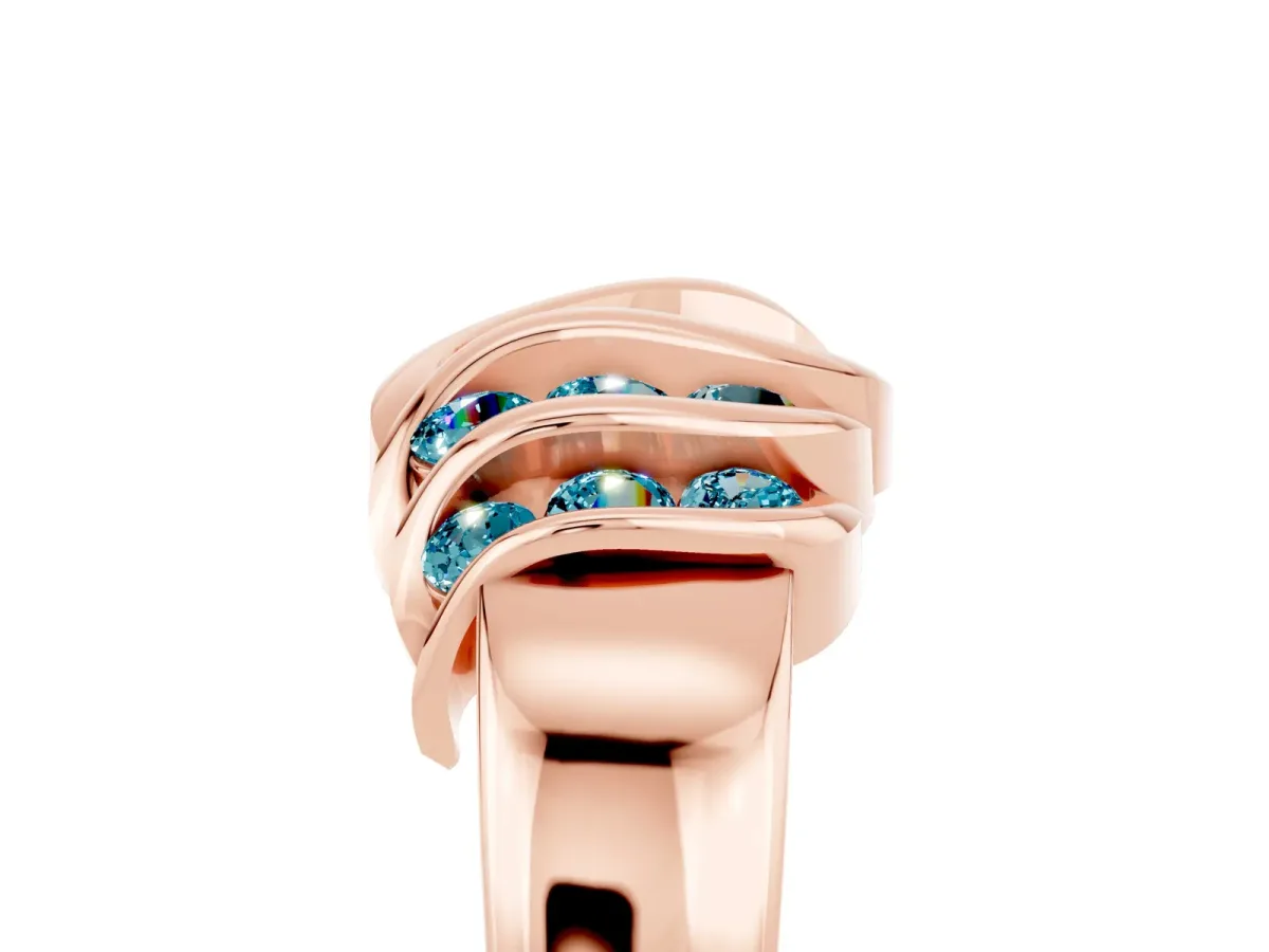 Round Blue Topaz Multi-Row Crossover Band Rose gold