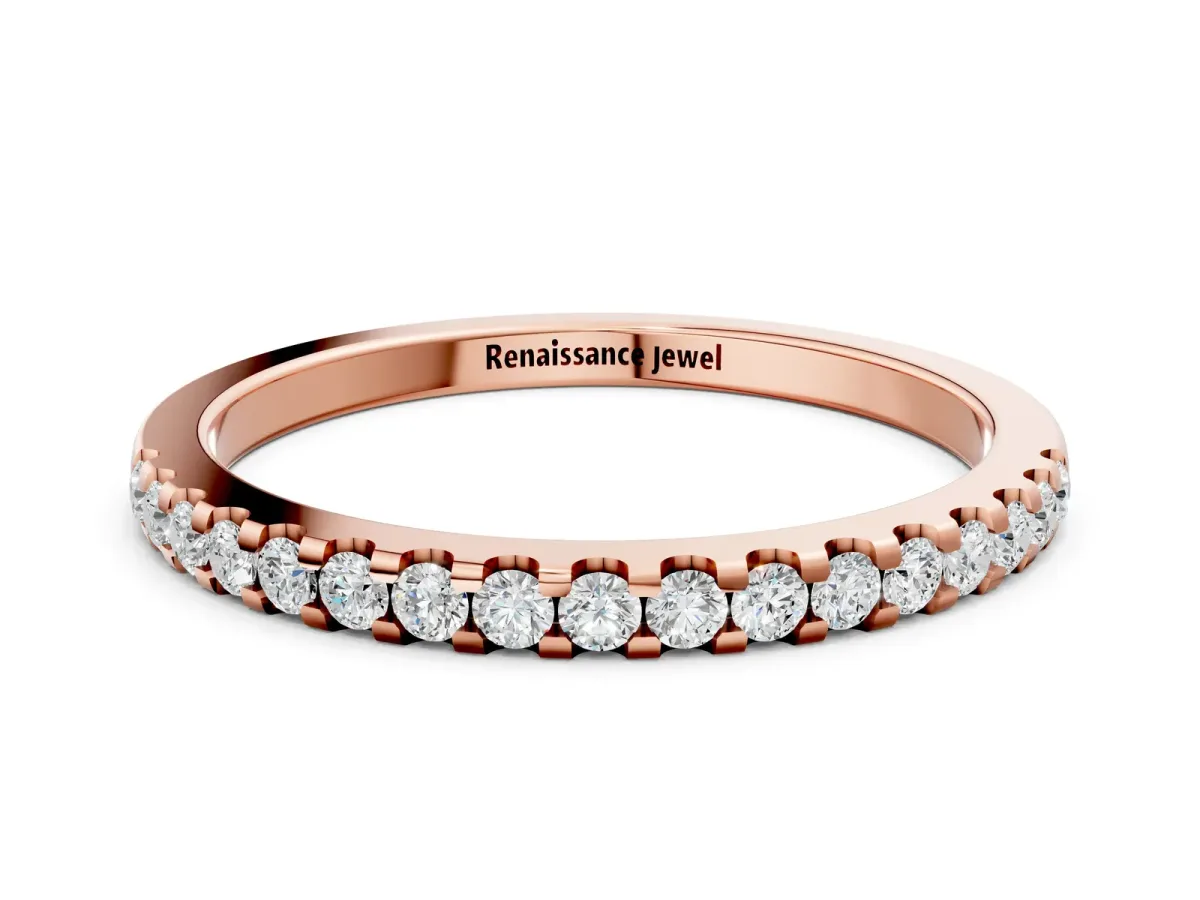 Round Diamond Half Eternity Prong Set Band Rose gold