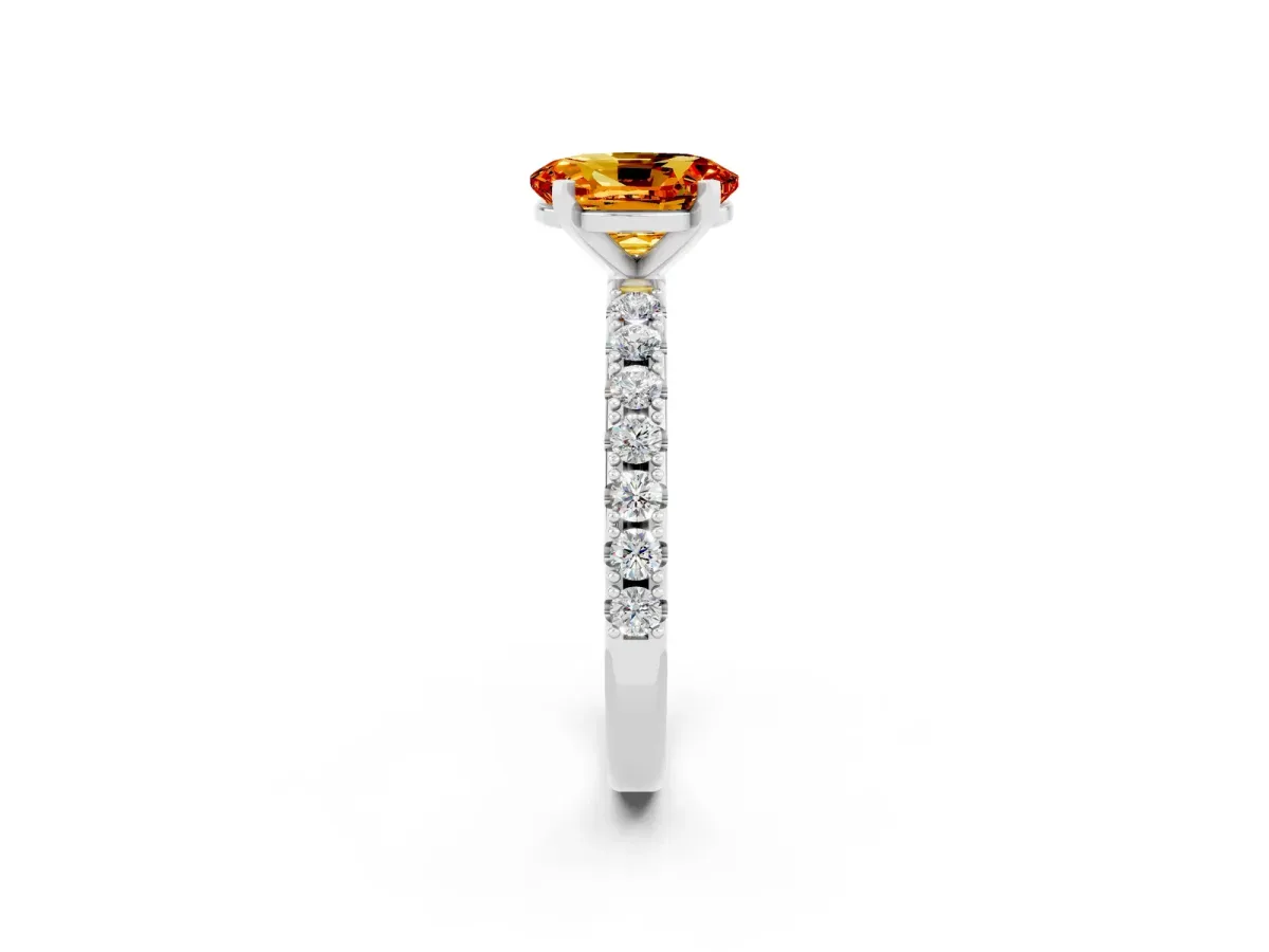 Oval Cut Citrine Solitaire Pavé Band with Four-Prong Setting Silver