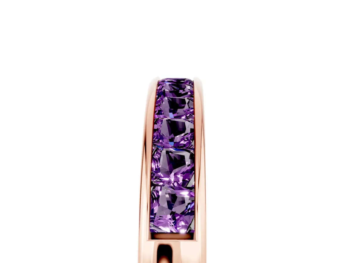 Channel Set Princess Cut Amethyst Eternity Band Rose gold