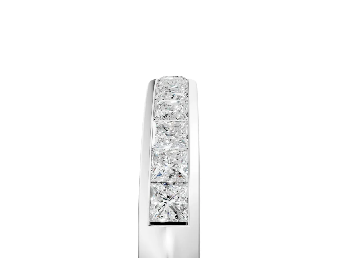 Princess Cut Diamond Channel Set Eternity Band White gold