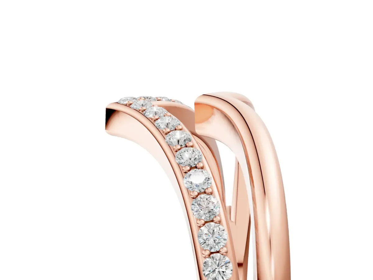 Pavé Round Diamond Chevron Band with Channel Setting Rose gold
