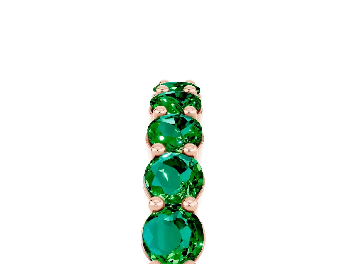 Round Emerald Half Eternity Band with Prong Setting Rose gold