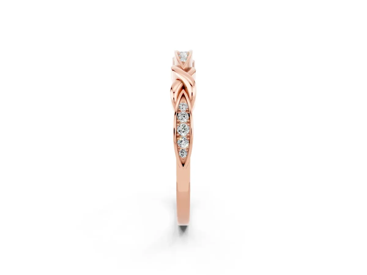 Twisted Marquise Moissanite Pavé Band with Shared Prong Setting Rose gold