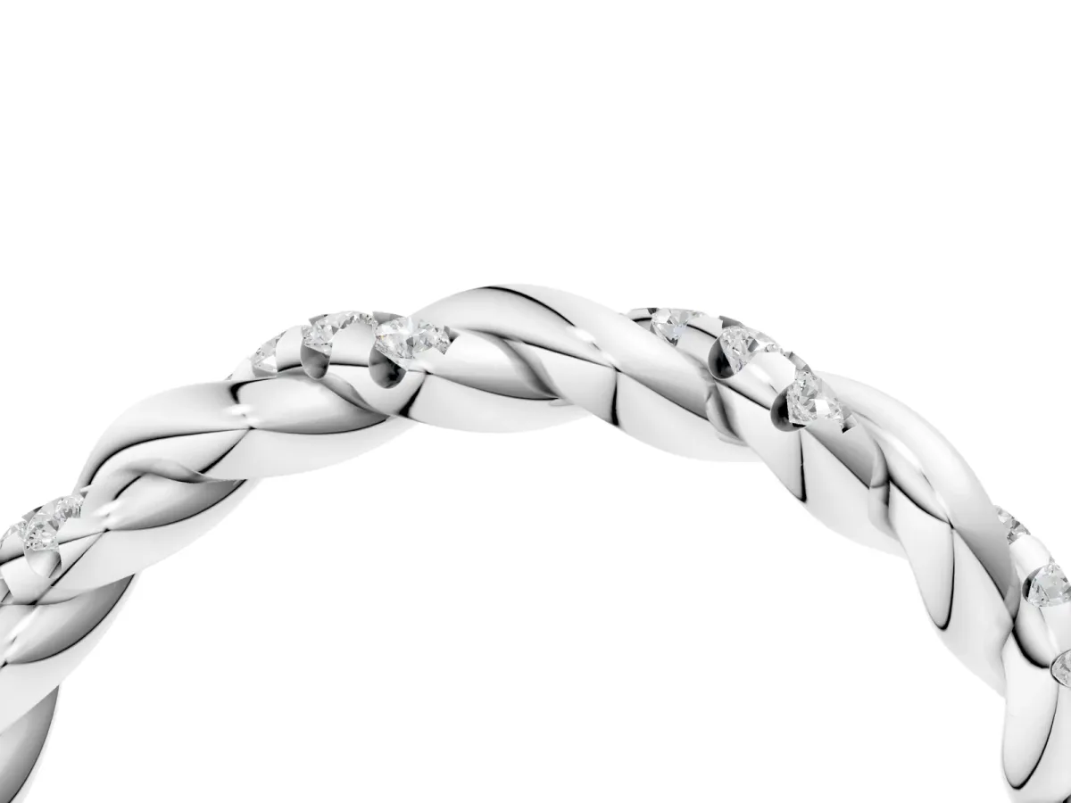 Twisted Pavé Round Diamond Eternity Band Platinum