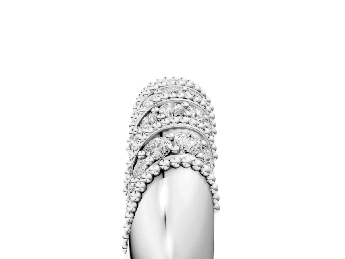 Channel Set Round Diamond Dome Band Silver