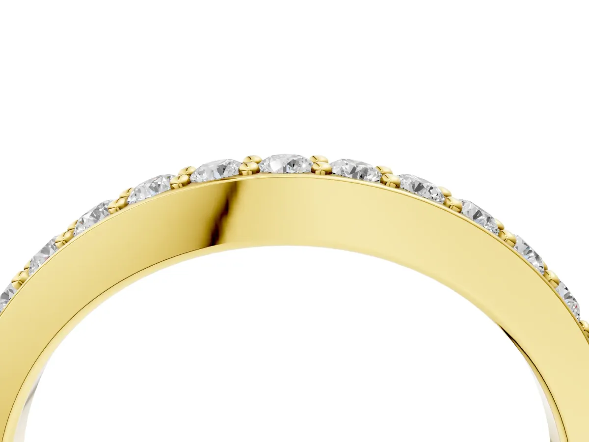 Round Diamond Pavé Set Curved Eternity Band Yellow gold