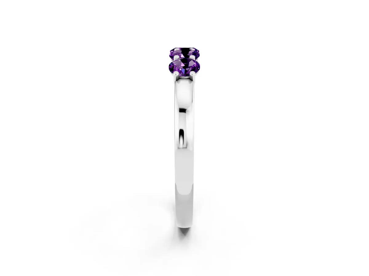 Four-Stone Round Amethyst Prong-Set Band White gold