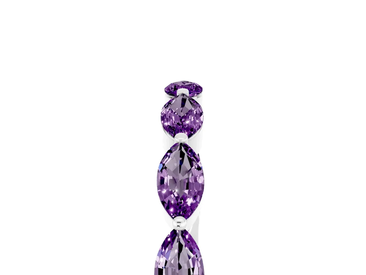 Marquise Amethyst Half Eternity Band with Prong Setting White gold