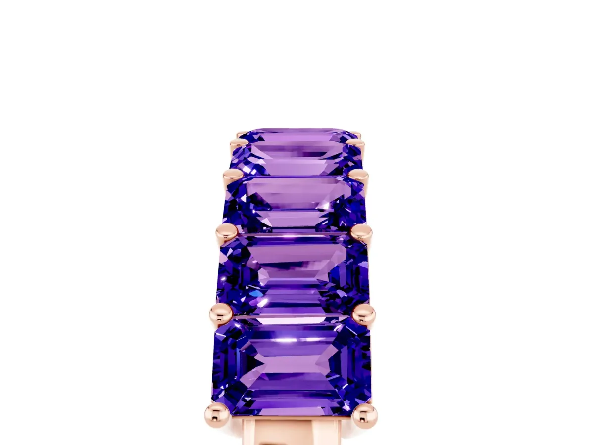 Emerald Cut Tanzanite Prong-Set Eternity Band Rose gold