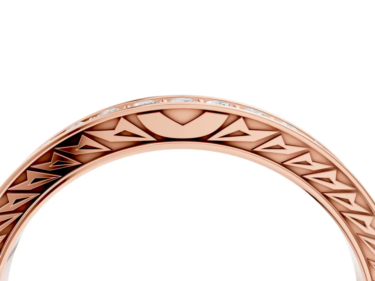 Round Cut Diamond Pavé Eternity Band with Channel Setting Rose gold