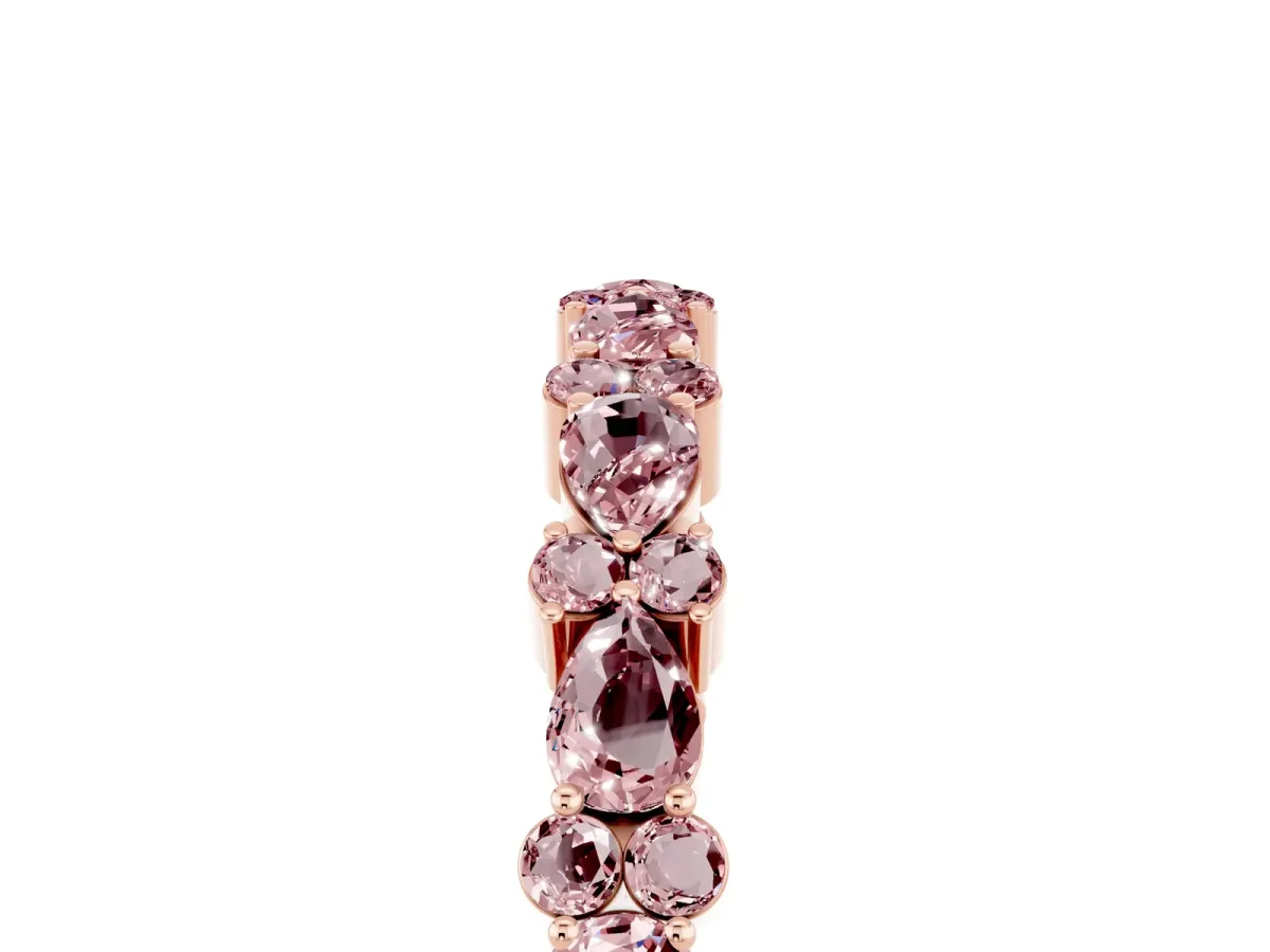 Pear and Round Morganite Wedding Band Rose gold