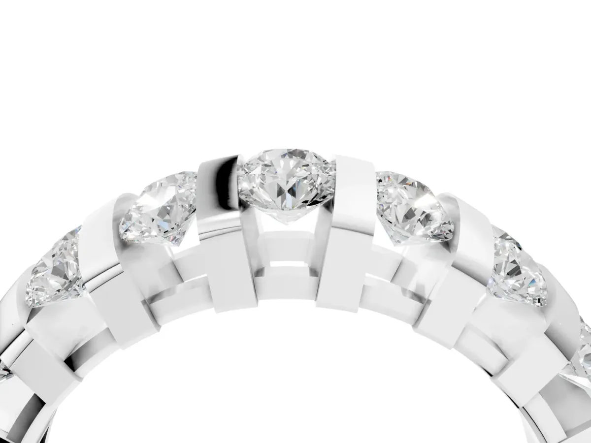 Channel-Set Round Diamond Multi-Row Band Platinum