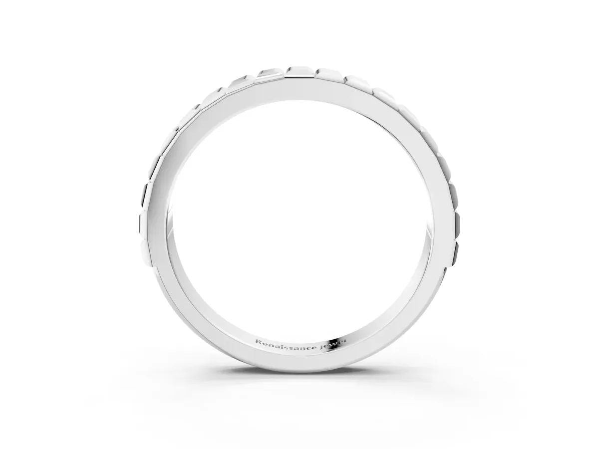 White Gold Ribbed Eternity Band White gold