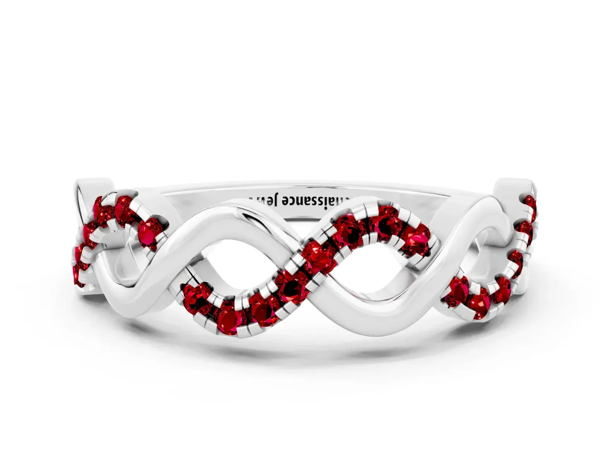 Twist Infinity Round Ruby Band with Pavé Setting Platinum