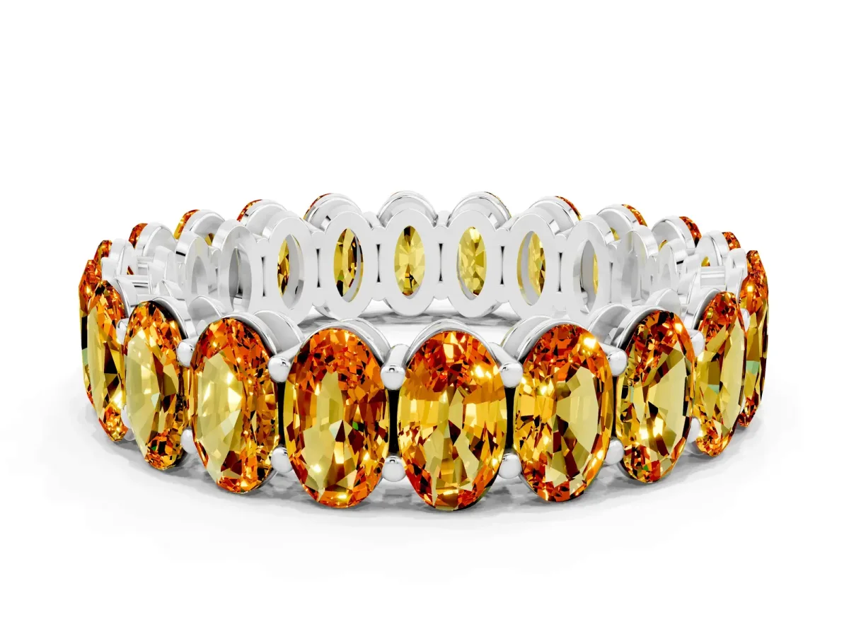 Oval Cut Citrine Eternity Band with Shared Prong Setting Silver