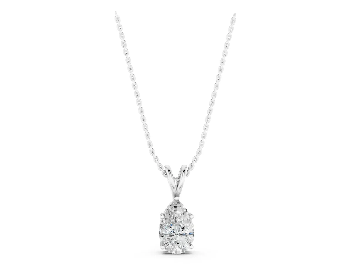 Pear Cut Solitaire Pendant with Three-Prong Setting Silver
