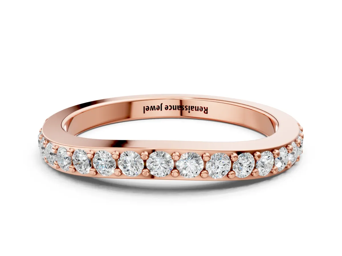 Round Diamond Pavé Set Curved Eternity Band Rose gold
