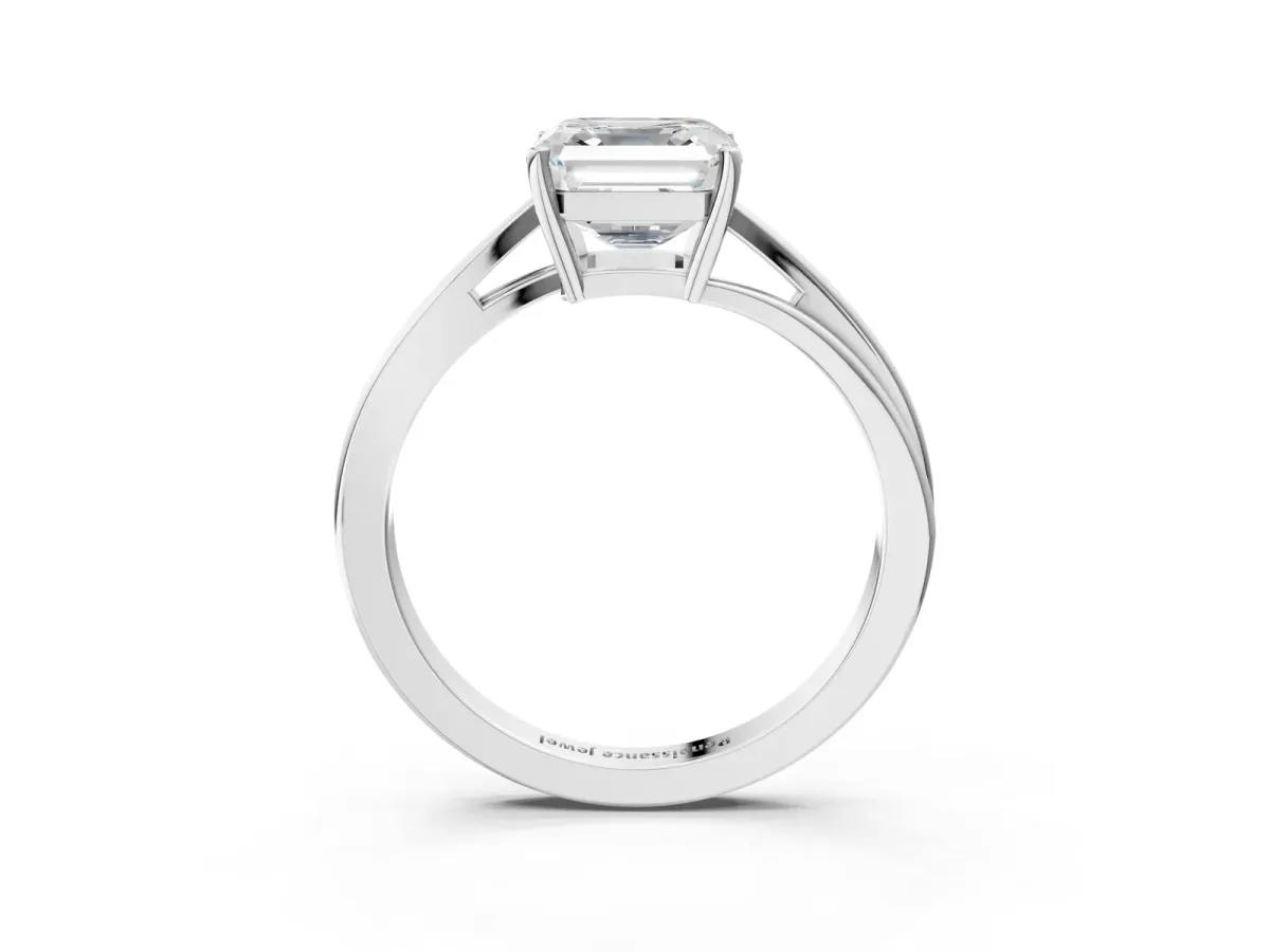 Asscher Cut Cut Solitaire Twist Band Ring with Four-Prong Setting Platinum