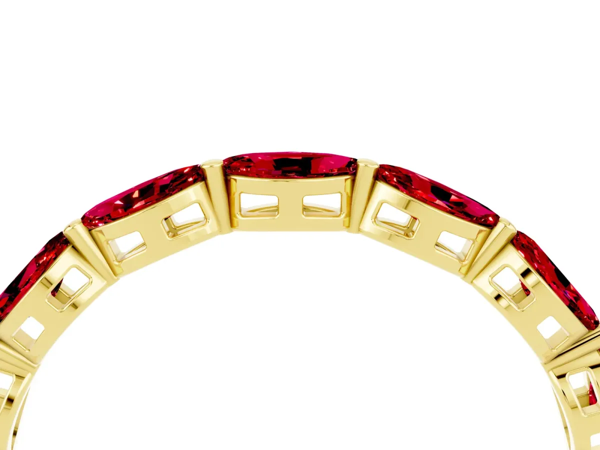 Marquise Ruby Eternity Band with U-Prong Setting Yellow gold