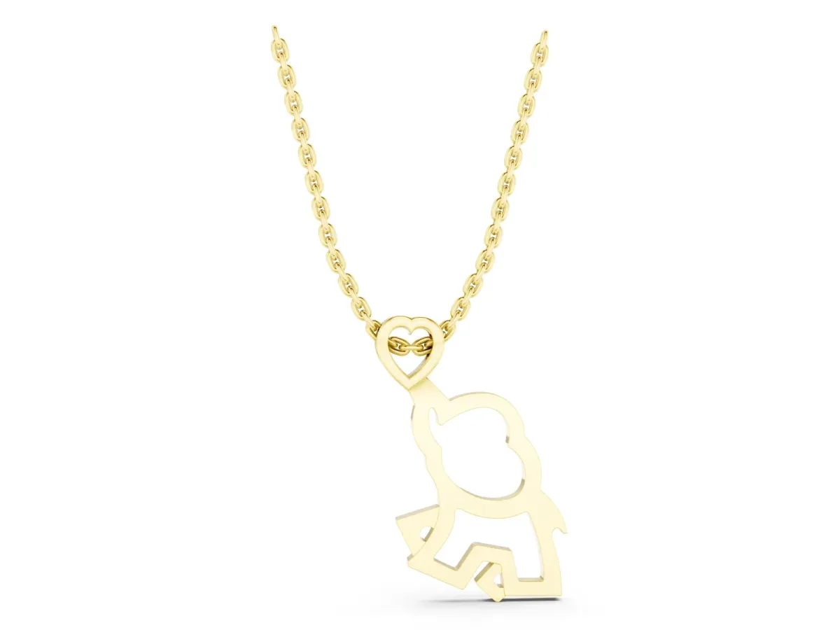 Silver Elephant Heart Pendant Yellow gold