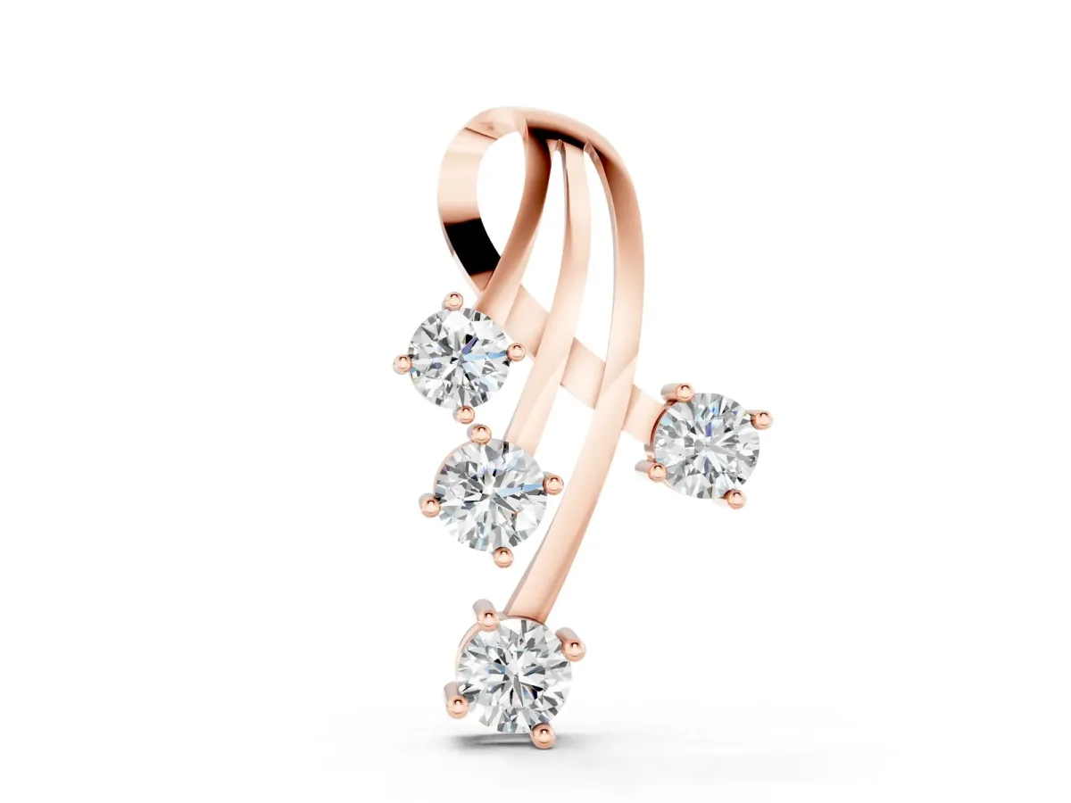 Four-Stone Round Diamond Prong-Set Pendant Rose gold