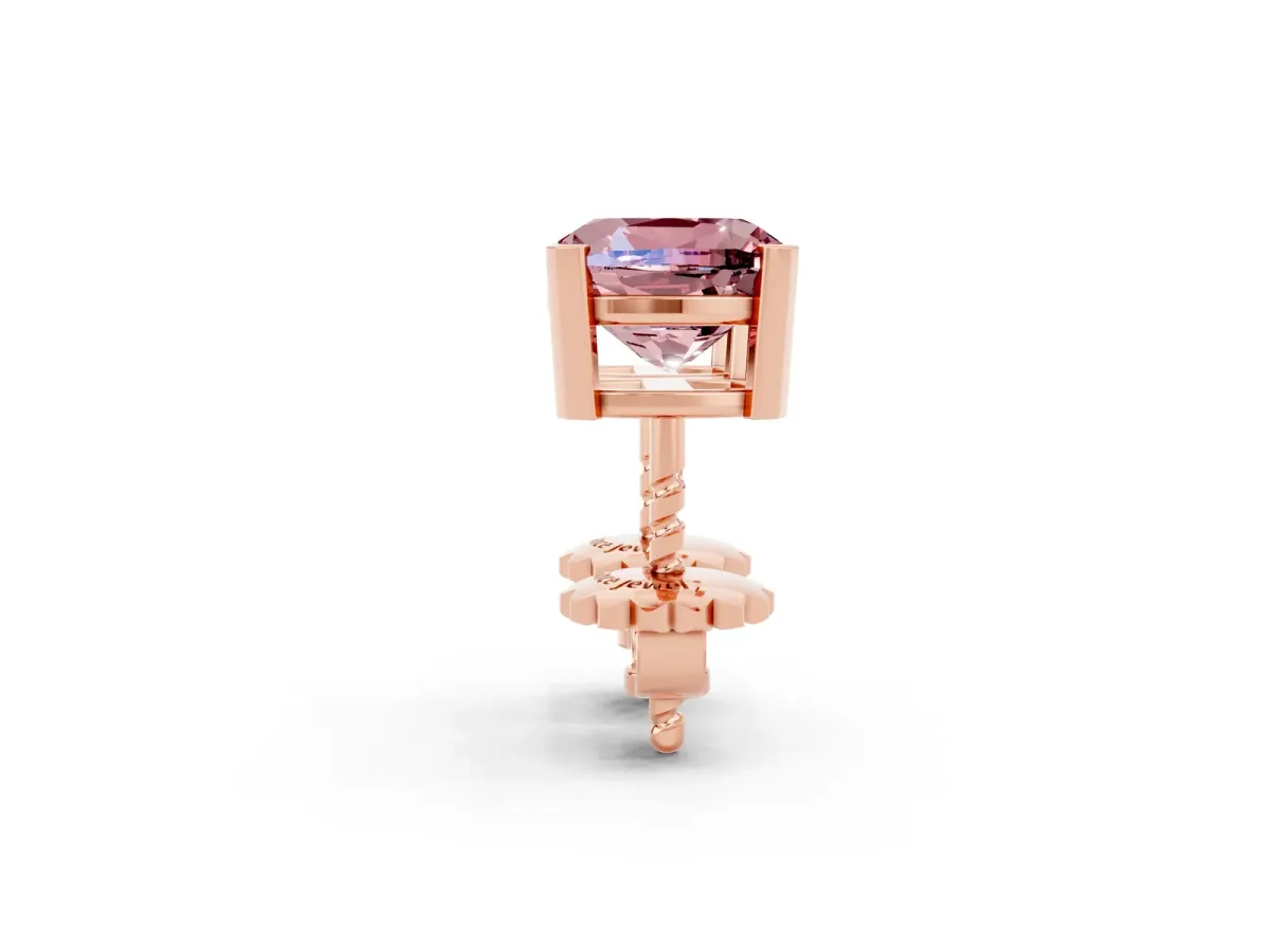 Cushion Cut Morganite Stud Earrings Rose gold