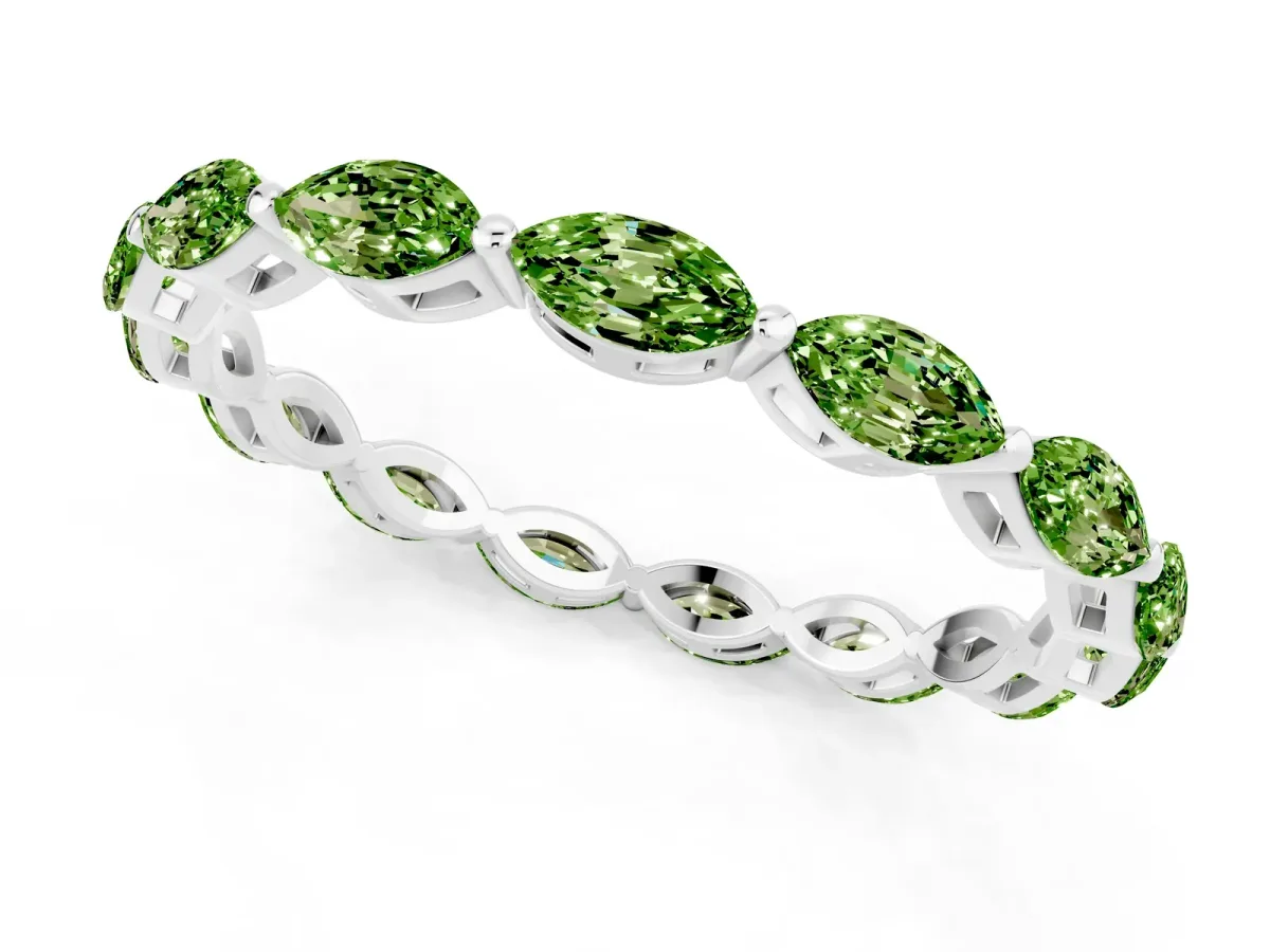 Marquise Peridot Eternity Band with U-Prong Setting Silver