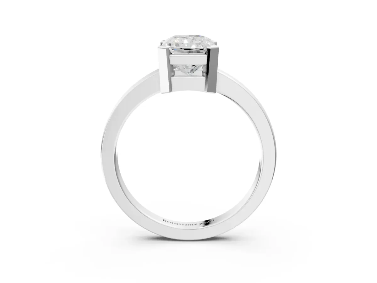 Radiant Cut Cut Solitaire Ring with Four-Prong Setting and Classic Band Platinum