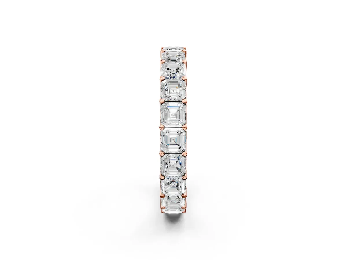 Asscher Cut Eternity Band with Shared Prong Setting Rose gold