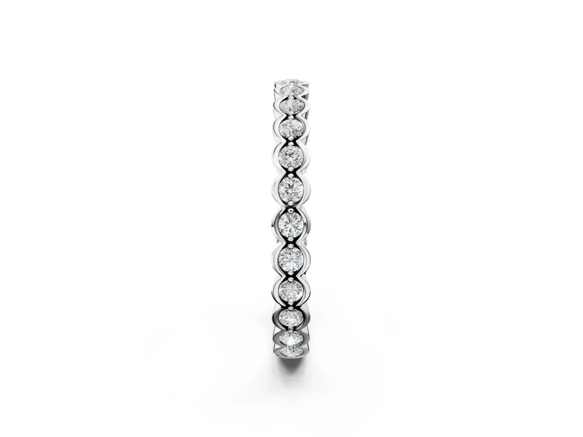 Round Diamond Bezel Set Eternity Band Silver