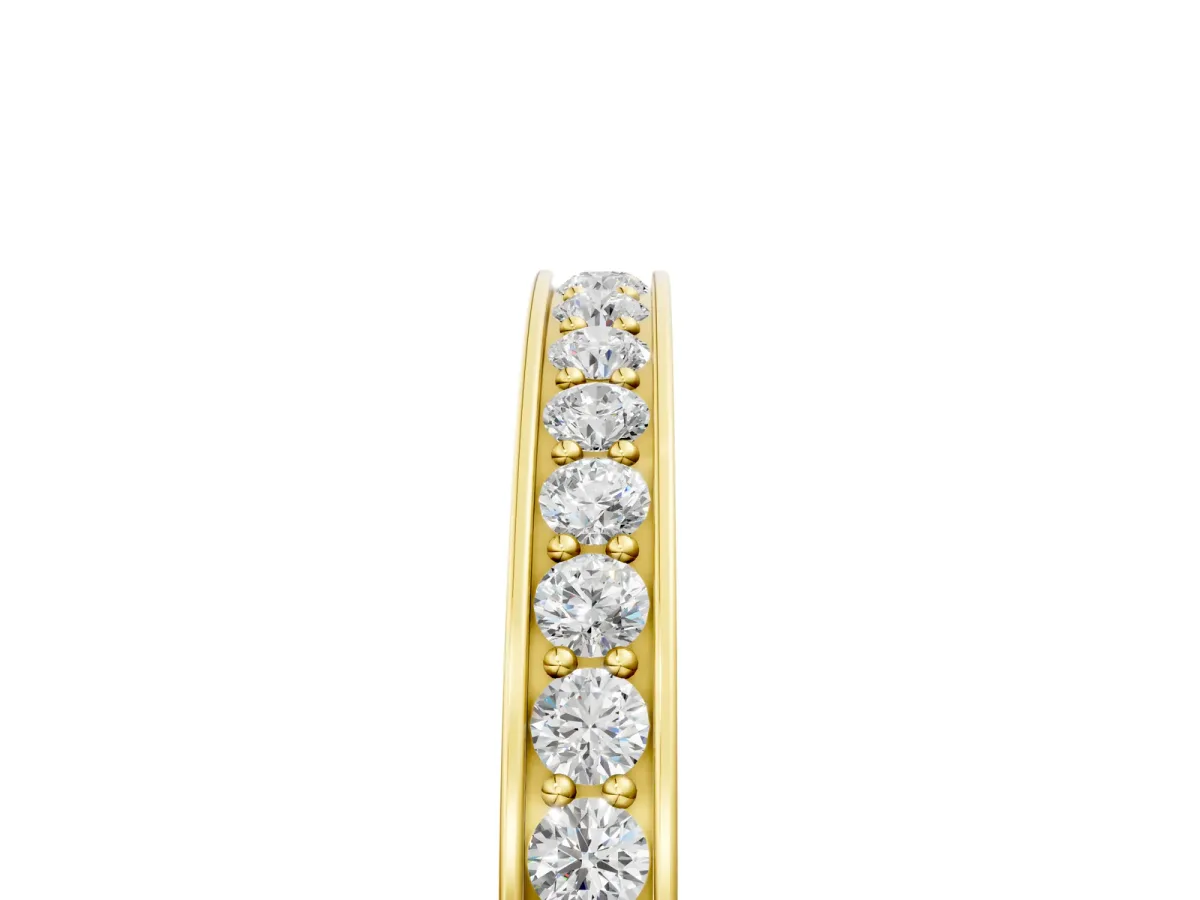 Round Cut Diamond Pavé Eternity Band with Channel Setting Yellow gold