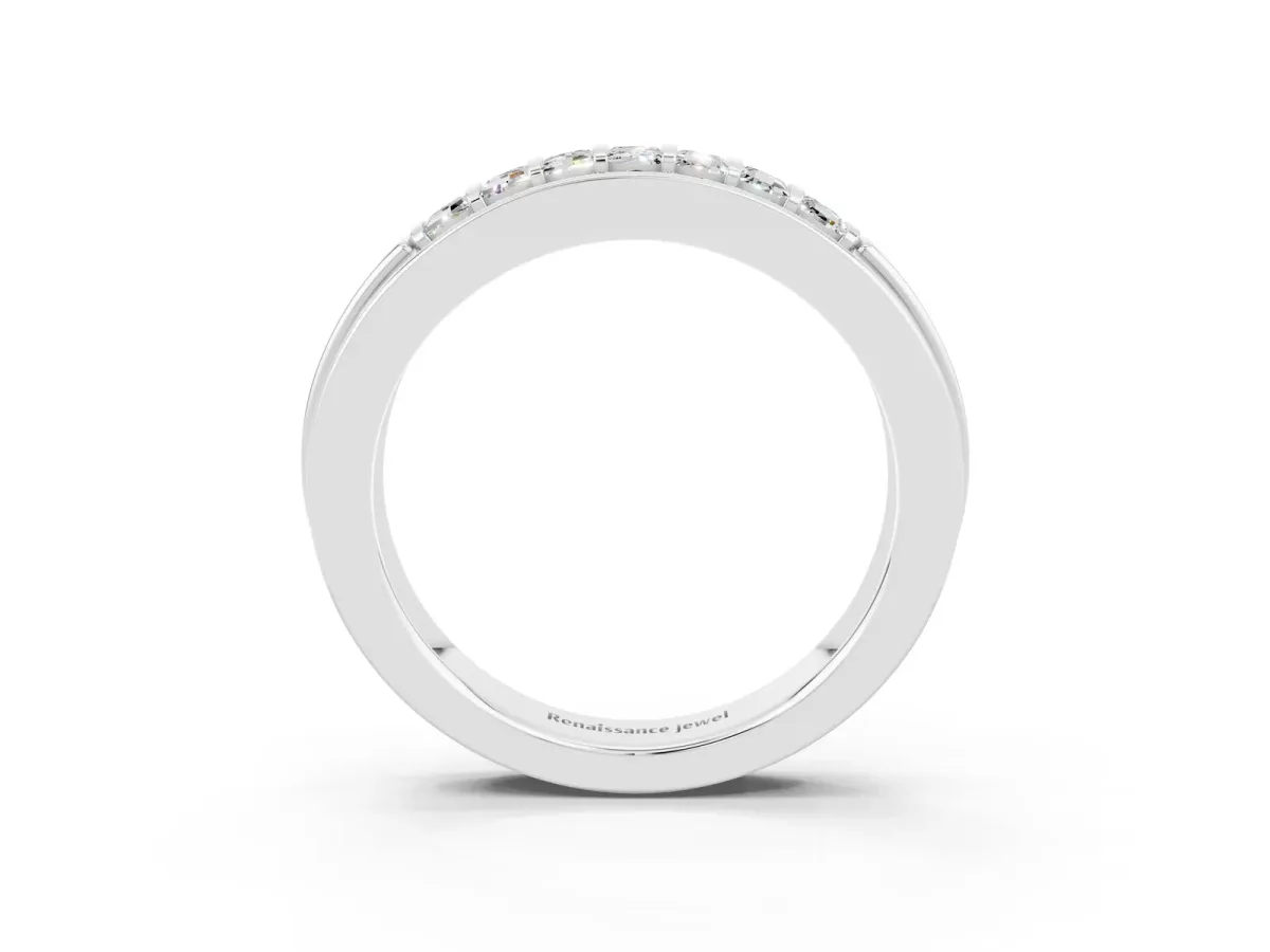Bar-Set Princess Cut Moissanite Pavé Band Silver