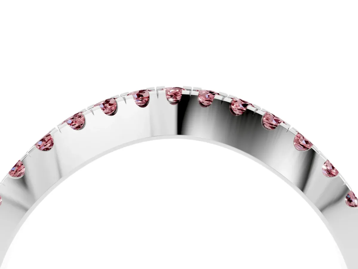 Round Morganite Pavé Curved Band with Shared Prong Setting Silver
