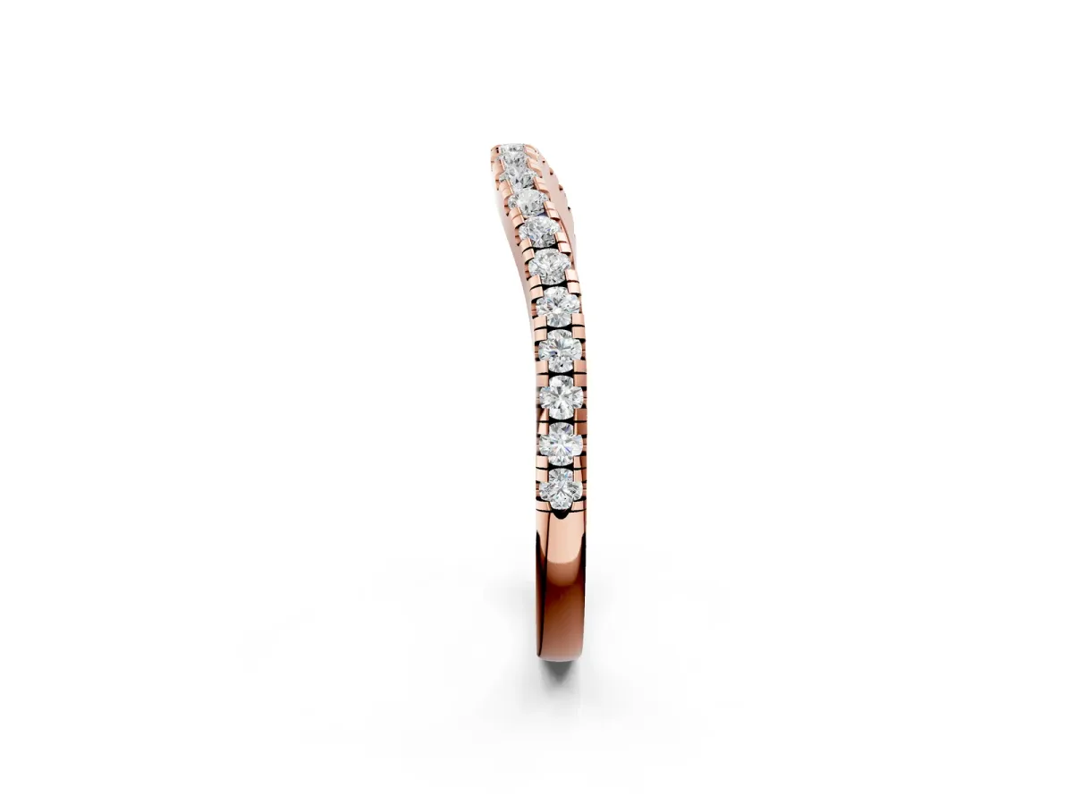 Round Diamond Pavé Half Eternity Band with Shared Prong Setting Rose gold