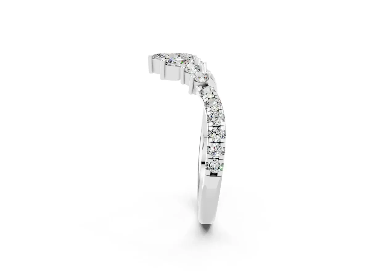 Chevron Marquise and Round Moissanite Open Band with Prong Setting Silver