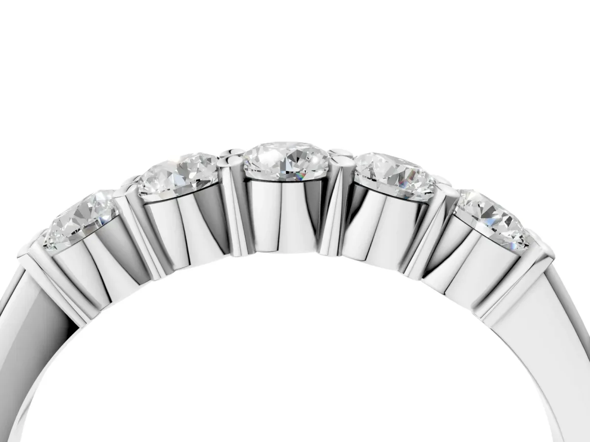 Round Cut Diamond Prong Set Half-Eternity Band Platinum