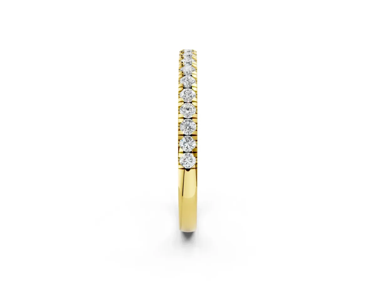 Round Diamond Pavé Eternity Band with U-Prong Setting Yellow gold