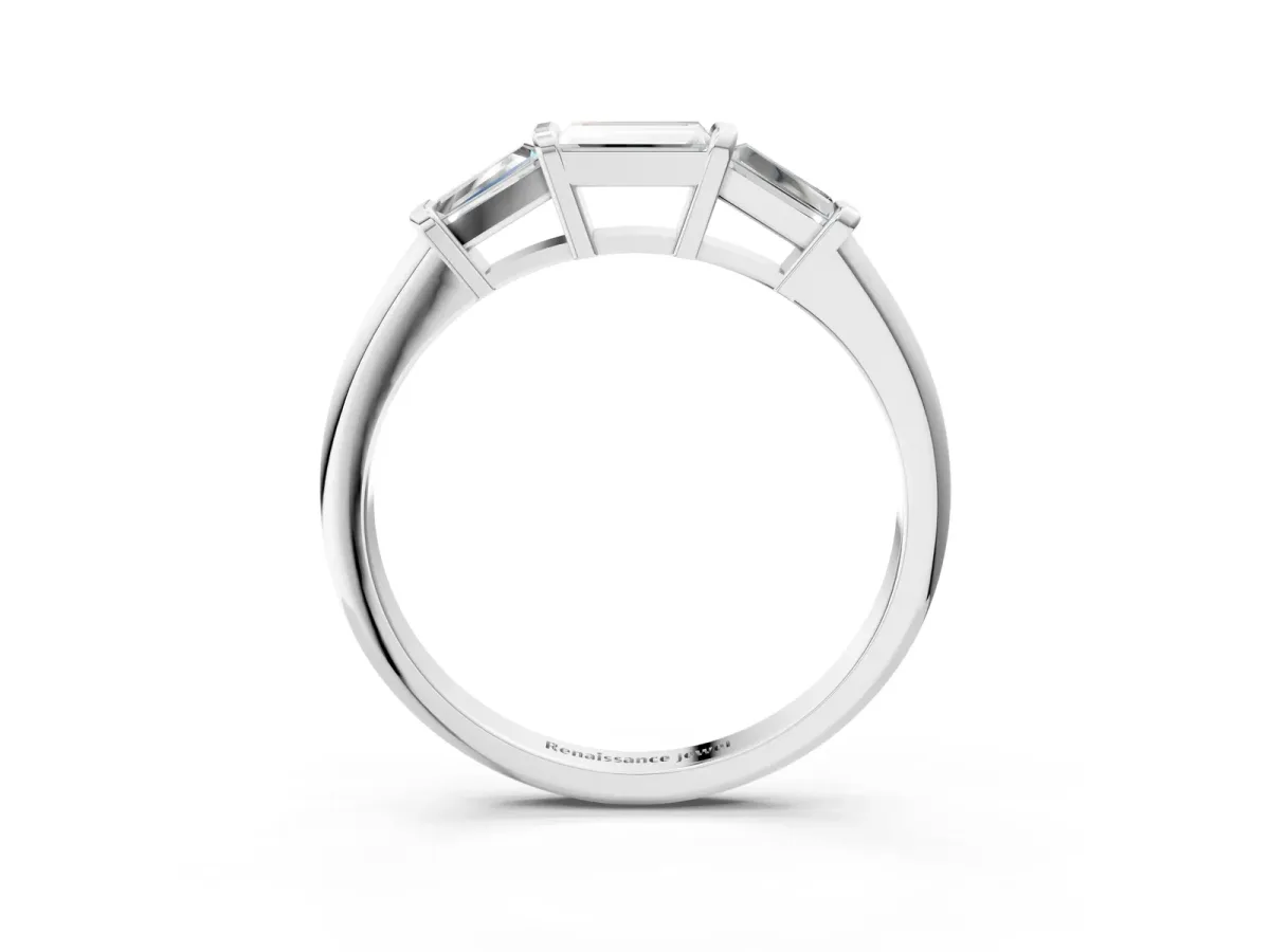 Three-Stone Baguette Cut Channel Set Diamond Band Silver