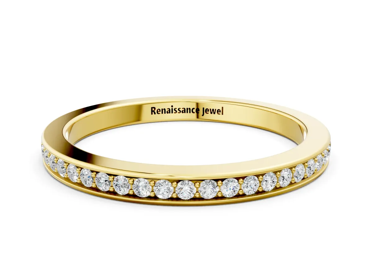 Round Diamond Pavé Set Eternity Band with Channel Setting Yellow gold